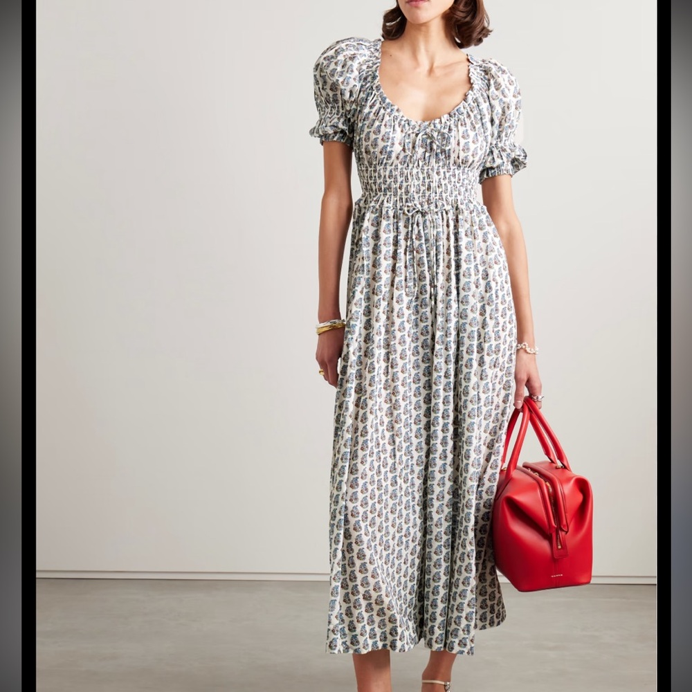 Doen Ischia dress in sea salt Paisley bouquet